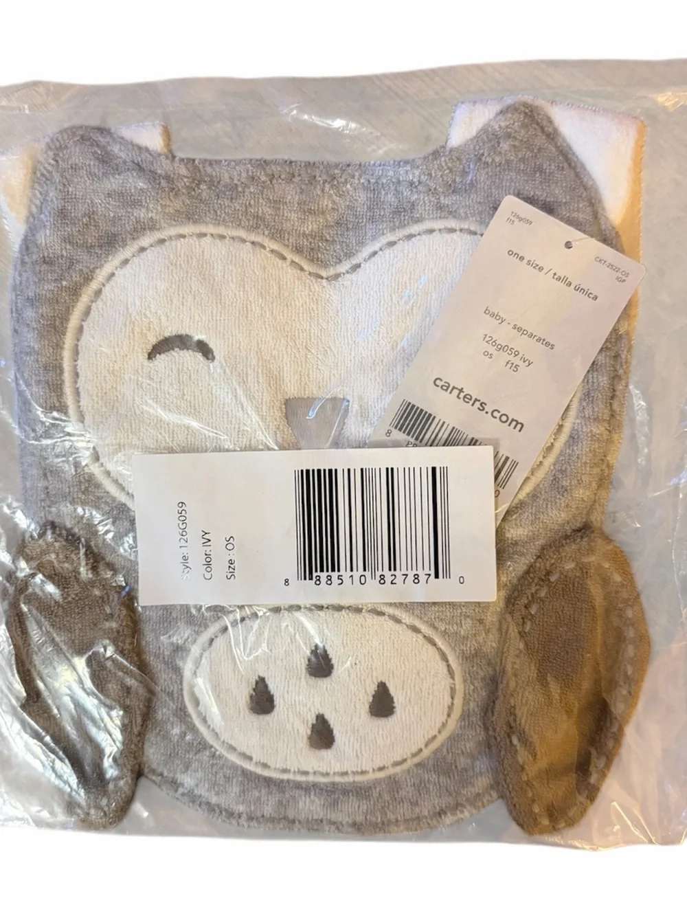 Carter's Gray and White Owl Bib